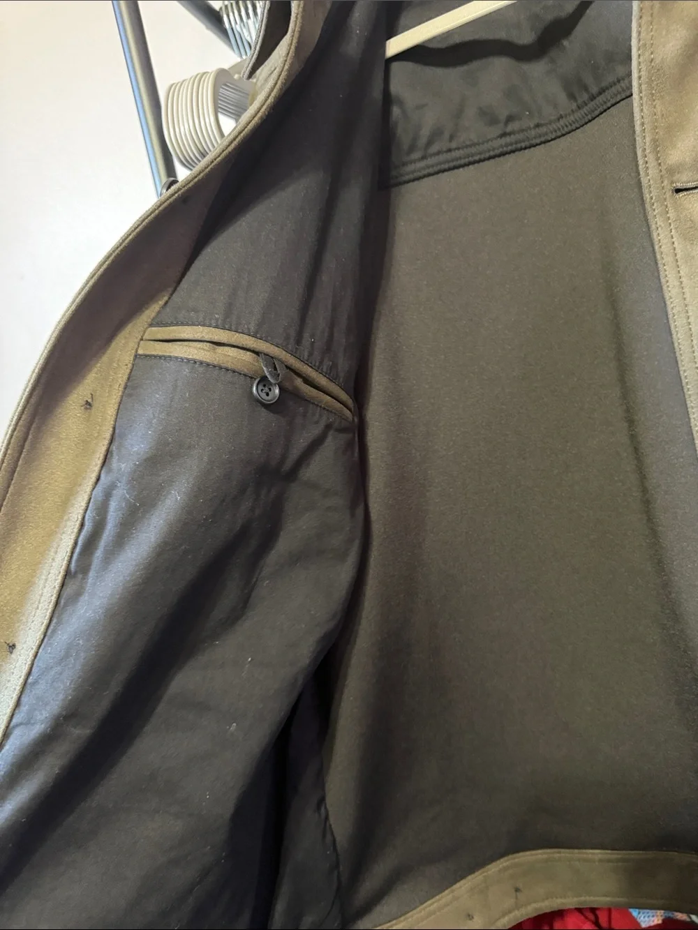 Men's Vegan Suede Button-Up Jacket in Olive Green